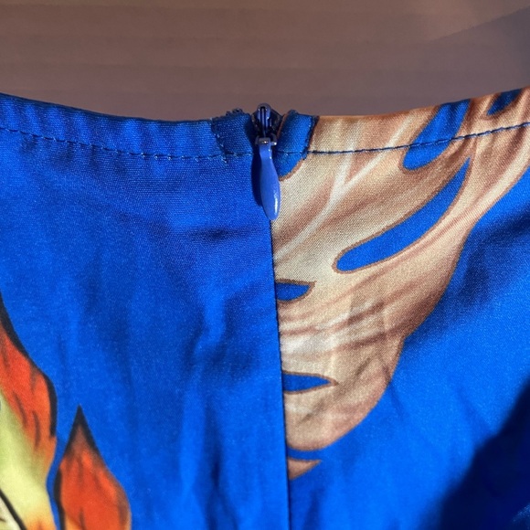 SHEIN Curve Blue Tropical Leaf Print Bohemian Flowy Jumpsuit Romper Size 2XL - Picture 6 of 14